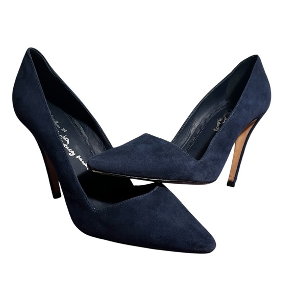 Alice + Olivia Pumps High Heels Dina Blue Suede Leather Pointy Toe size 38 - Picture 12 of 13